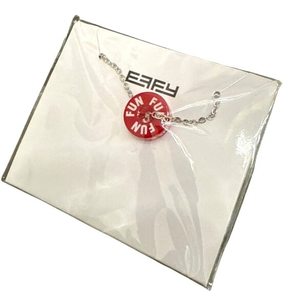 Red Pendant Fun Necklace On Silver Chain - Picture 2 of 3